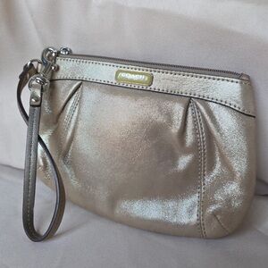Coach Metallic Gold Wristlet Pouch